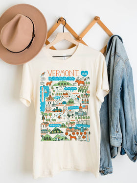 T-Shirt - Adult - Vermont Boutique Map - Morado Designs