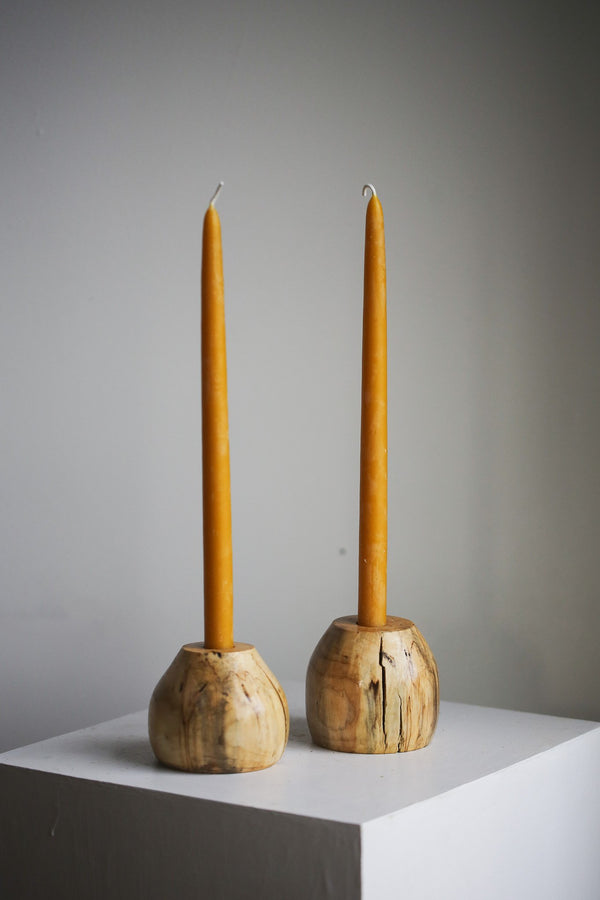 Lake Champlain Driftwood Candle Holder Pair - Clay Mohr Lighting