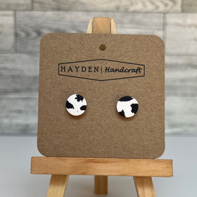 Cow Print Circles Stud Earrings - Hayden Handcraft