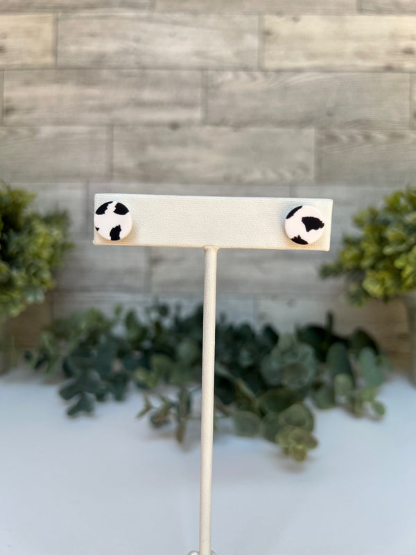 Cow Print Circles Stud Earrings - Hayden Handcraft