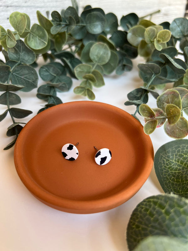 Cow Print Circles Stud Earrings - Hayden Handcraft