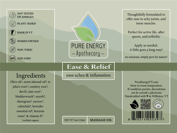 Ease and Relief Massage Oil - Pure Energy Apothecary