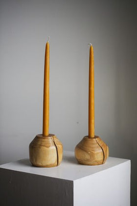 Driftwood Candle Holder Pair - Clay Mohr Lighting