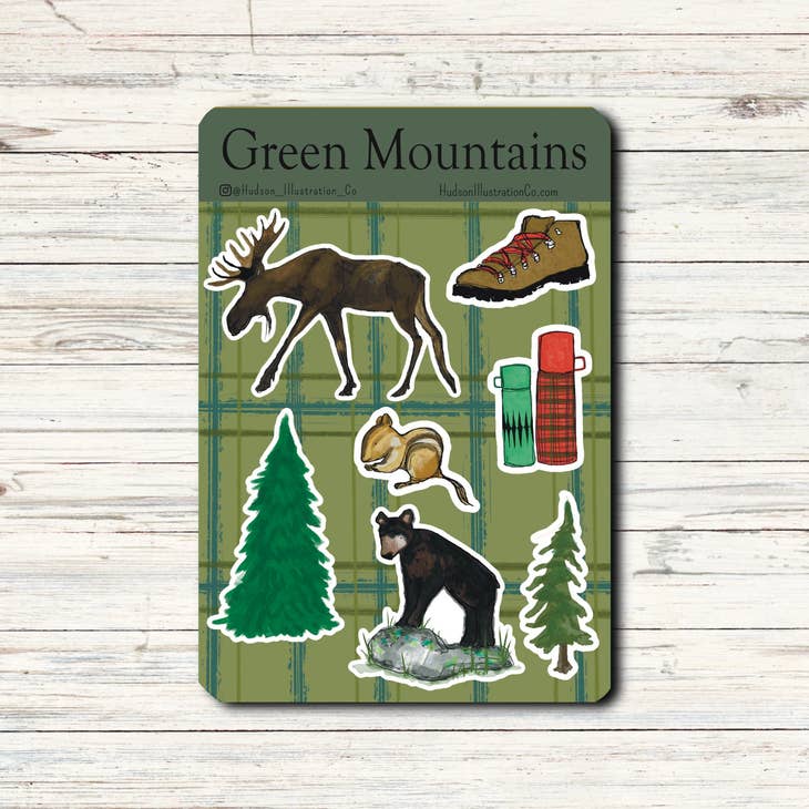 Sticker Sheet - Green Mountains - Hudson Illustration Company | Vermont ...