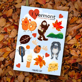 Sticker Sheet - I Love Vermont - inkpaperfable