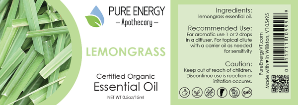 Essential Oil - Lemongrass 15ml (0.5oz) - Pure Energy Apothecary