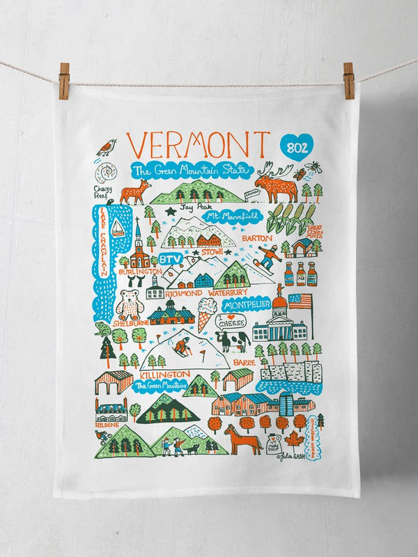 Tea Towel - Vermont Boutique Art Map - Morado Design
