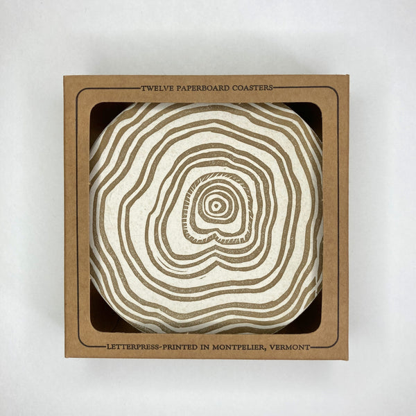 Linocut Tree Ring Coasters - May Day Studio