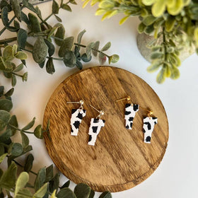 Earrings - Cow Print Dangle - Hayden Handcraft